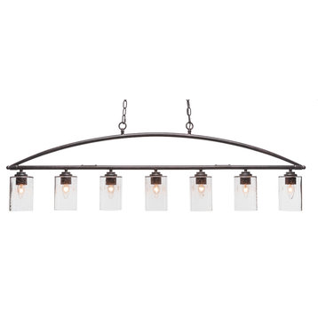 Marquise 7-Light Bar, Dark Granite Finish With 4" Clear Bubble Glass