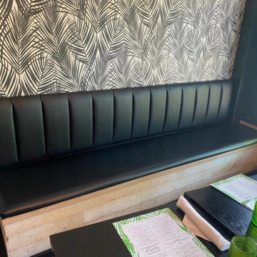 Custom Restaurant Booth Upholstery – Black Vinyl Seating