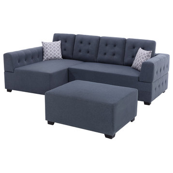 Ordell Dark Gray Linen Sectional With Left Facing Chaise