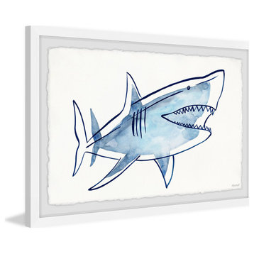 "Shark Outline" Framed Painting Print, 18"x12"