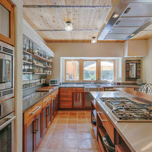 steel grey granite with orange floor