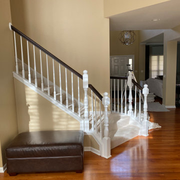 After Painting Railings, Spindles and Newel posts