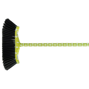 Superio Crescent Polka Dot Broom With Metal Handle, Horsehair Bristles