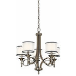 Kichler Lighting - Kichler Lighting 42381AP Lacey - Five Light Chandelier - This 5 light chandelier from the Lacey Collection offers a beautiful contrast, melding the charm of Olde World style with clean modern-day materials. It starts with our Antique Pewter Finish and bold, unadorned rounded-arm styling. It finishes with avant-garde double shades made of decorative mesh screens and Opal inner glass. Diameter: 25, Body Height: 26, Overall Height: 100. Uses 60 watt (C) bulbs.Lacey Five Light Chandelier Antique Pewter Opal Etched Glass White Organza Shade *UL Approved: YES *Energy Star Qualified: n/a *ADA Certified: n/a *Number of Lights: Lamp: 5-*Wattage:60w B-Type Medium Base bulb(s) *Bulb Included:No *Bulb Type:B-Type Medium Base *Finish Type:Antique Pewter