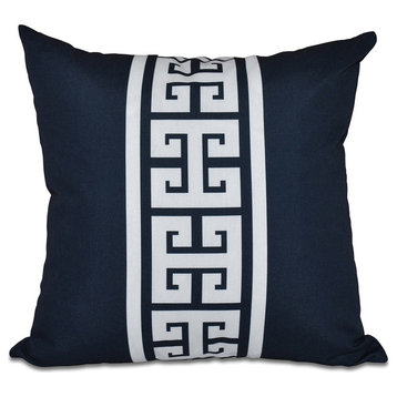 Key Stripe, Stripe Print Outdoor Pillow, Navy Blue, 20"x20"