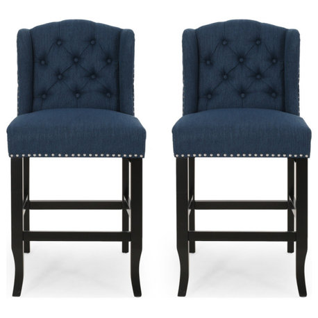 Plymouth Wingback Counter Stool, Navy Blue