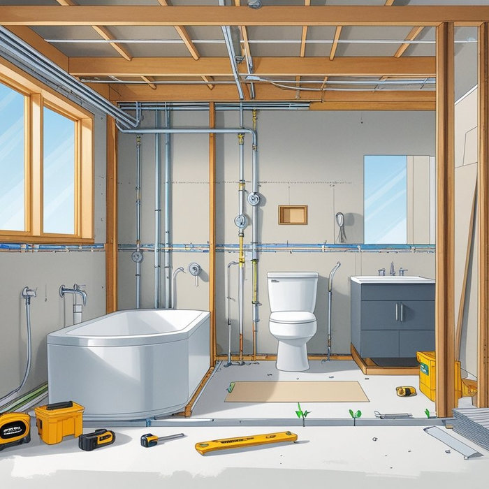 A bathroom being constructed