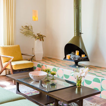 Kitchy Kitchen Cabin: Groovy + Colorful Hand Painted Tiles