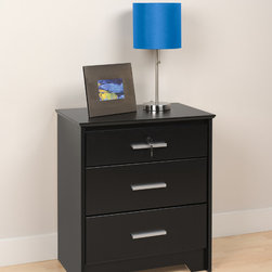 Prepac Coal Harbor 3-Drawer Black Nightstand with Lock - Nightstands And Bedside Tables