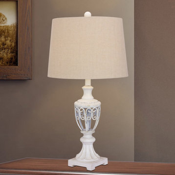 Filigree Table Lamp, Antique White