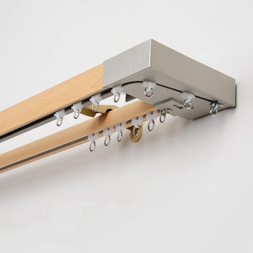QYRF02 Wood Grain Single Double Curtain Tracks Ceiling/Wall Mount