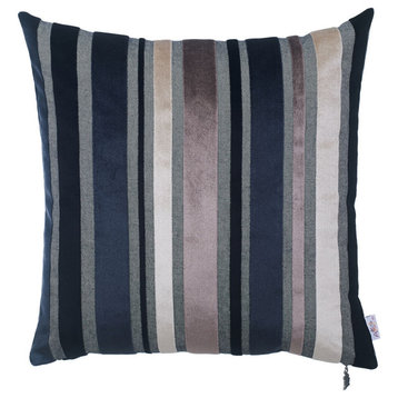 HomeRoots Set of 2 Midnight Variegated Stripe Decorative Pillow Covers