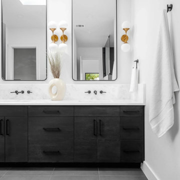 Modern Double Vanity Bathroom with Walk-In Shower