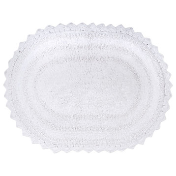 White Small Oval Crochet Bath Mat