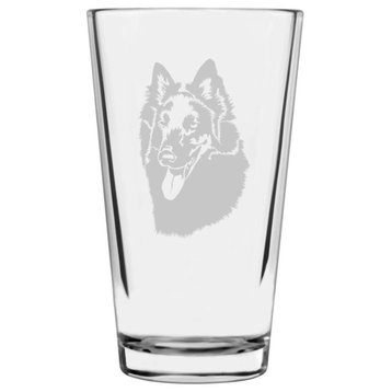 Belgian Sheepdog Dog Themed Etched All Purpose 16oz. Libbey Pint Glass