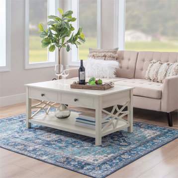 Linon Luster Wood Lift Top Coffee Table with Storage in Antique White