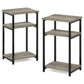 Just 3-Tier Metal Frame End Table With Storage Shelves 2-Pack French Oak
