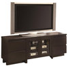 Coaster Contemporary TV Console with Glass Doors in Cappuccino