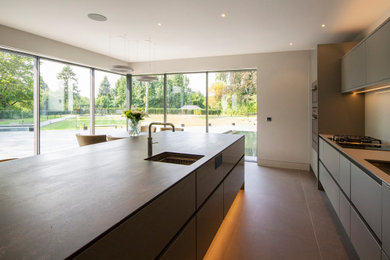 Kitchen with Automated Roller Shades