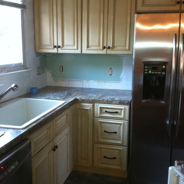 Victorian style kitchen cabinet remodeling with custom built buffet