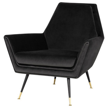 Raivo Occasional Chair Shadow Grey Velour Seat Matte Black