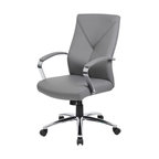 Boss Office LeatherPlus Executive Chair with Arms in Gray