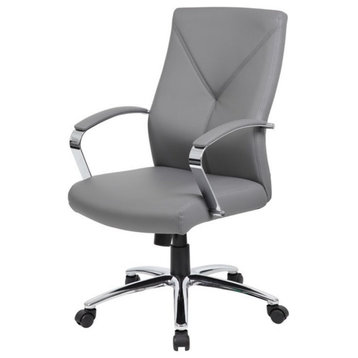 Boss Office LeatherPlus Executive Chair with Arms in Gray