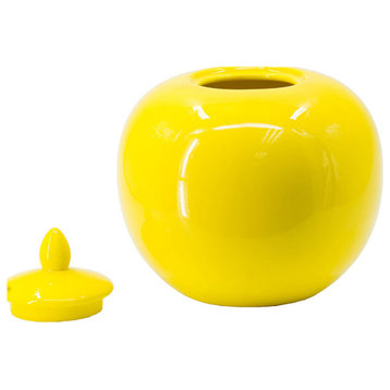 Round Decorative Jar or Canister, Yellow