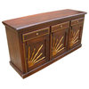 Santa Fe Brass Sunrise Solid Wood 3 Drawer Large Sideboard Cabinet