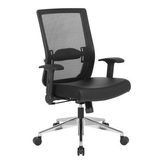 Basics Ergonomic Executive Office Desk Chair with Flip-up Armrests,  Adjustable Height, Tilt and Lumbar Support, Cream Bonded Leather, 29.5D x