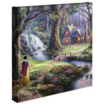 Thomas Kinkade Studios - Snow White Discovers the Cottage, Gallery Wrapped Canvas, 14"x14" - Featuring Thomas Kinkade best-loved images, our Gallery Wraps are perfect for any space. Each wrap is crafted with our premium canvas reproduction techniques and hand wrapped around a deep, hardwood stretcher bar. Hung as an ensemble or by itself, this frame-less presentation gives you a versatile way to display art in your home.