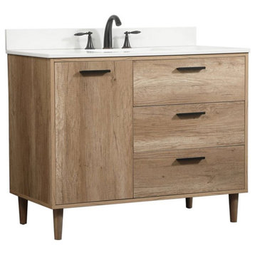 Elegant Decor Baldwin 42" Single Bathroom Vanity with Backsplash in Natural Oak
