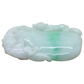 Lucky Feng Shui Jade Pendant With Three Pixie Figure Play On Eggplant