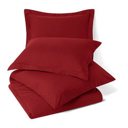 Royal Tradition - 100% Microfiber Solid 3PC Duvet Cover Set, Burgundy, Full/Queen - Duvet Covers And Duvet Sets