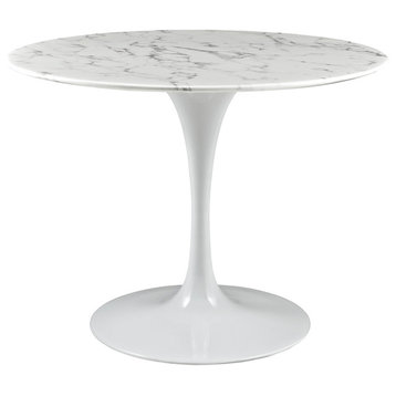 Lippa 40" Round Artificial Marble Dining Table, White