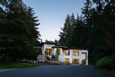 Example of a transitional exterior home design in Seattle