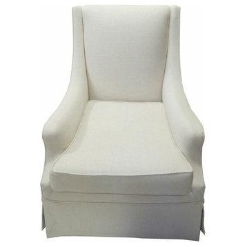 White skirted club chair