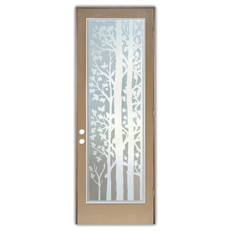 Front Door - Forest Trees - Fiberglass Grain - 36" x 96" - Knob on Left -...