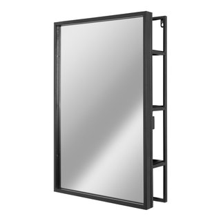 Wervin Beveled Lighted with Shelves Bathroom Mirror