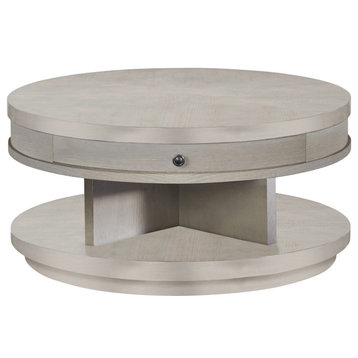Augustine II Round Cocktail Table - Pearlized Gray