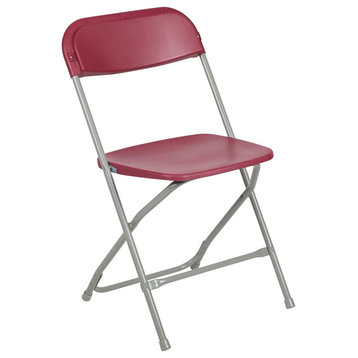 10 Pack Folding Chair, Lightweight Design With Red Plastic Seat and Backrest
