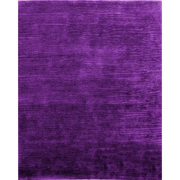 Solid Purple Shore Wool Rug, 6' Round