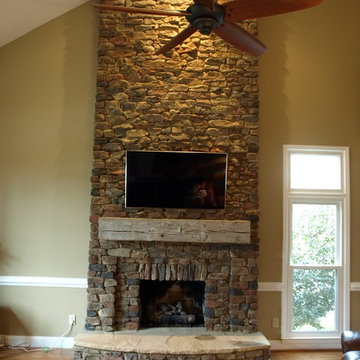 Interior Stone Fireplace - Ledgestone drystack application