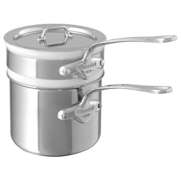Mauviel M'Cook Bain Marie With Lid & Cast Stainless Steel Handles, 0.9-qt