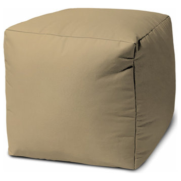 17  Cool Khaki Tan Solid Color Indoor Outdoor Pouf Cover