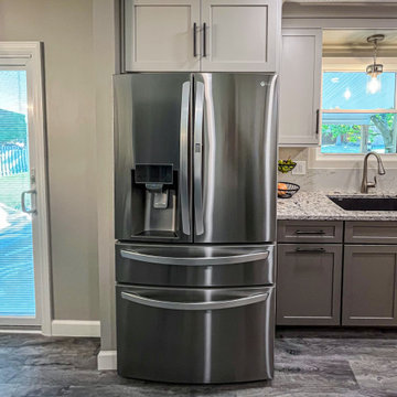 Gray and Cream Kitchen with Cambria Bellingham quartz countertops