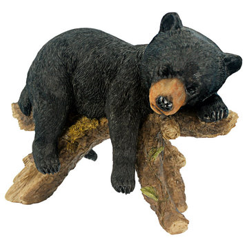 Catnapping Cub Black Bear Statue