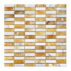 Honey Onyx Mosaic Polished with Statuary White - Home Decor