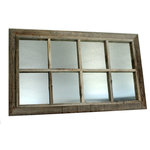 My Barnwood Frames - Rustic Mirror, Window Pane Barnwood Mirror, 8 Panes, 25"x45" - One of our favorite interior decorating tricks is to use mirrors to increase the light in a room. Now you can imitate the look and function of a window while adding rustic style and charm to your home with one piece.  Custom orders for our rustic barnwood mirrors are available. Contact us at 888-653-22576 for pricing on a custom size mirror. Mirror sizes are listed according to exterior dimensions. Handcrafted in USA. D-ring hanging hardware is included allowing you to decide whether to hang it horizontally or vertically
