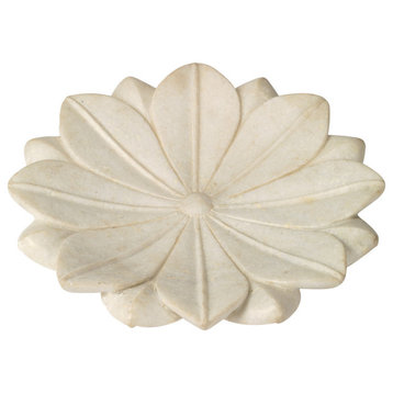 Large Lotus Plate, White Marble